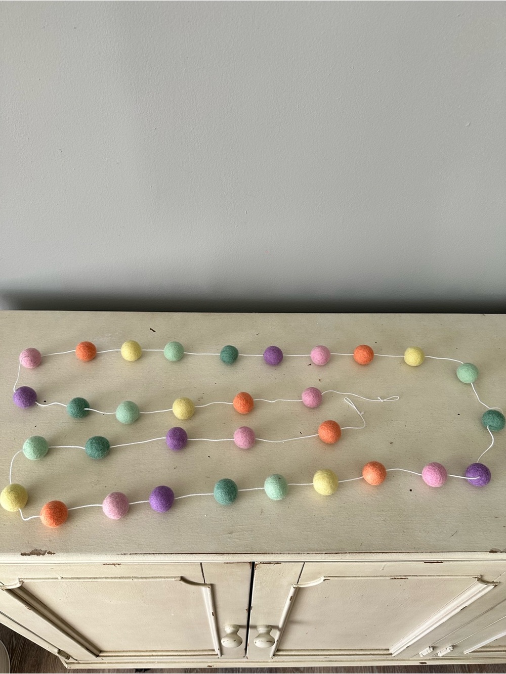 Wool felted garland spring pastel summer nursery baby kids room decor ball party